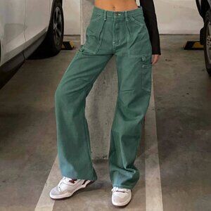Lioness Miami Vice Wide Leg Pants in Green - Size Large
